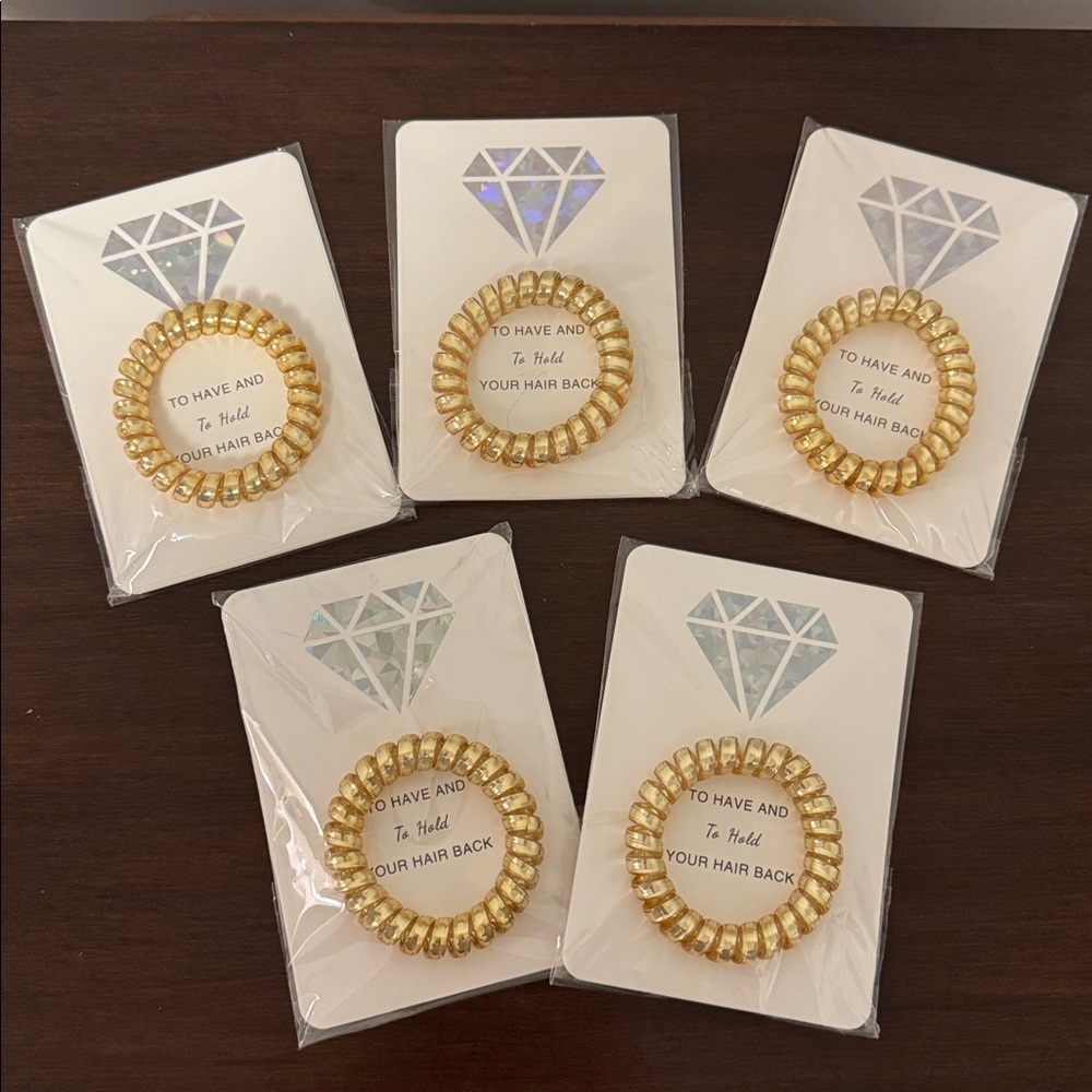 NEW Gold Bride / Bachelorette Hair Ties - Set of 5